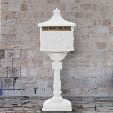 Vidaxl Standing Letterbox Vintage Style Rost -resistantes Aluminium weiß