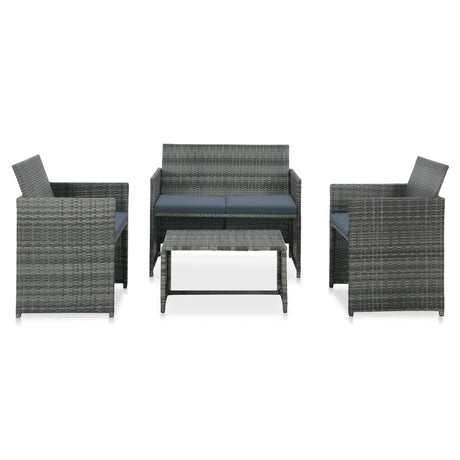 Vidaxl 4-delige loungeset met kussens poly rattan grijs
