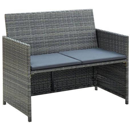 Vidaxl 4-delige loungeset met kussens poly rattan grijs