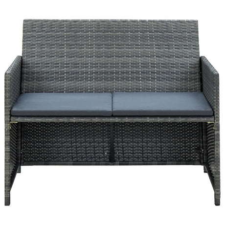 Vidaxl 4-delige loungeset met kussens poly rattan grijs