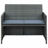 Vidaxl tuinbank 2-zits met kussens poly rattan grijs