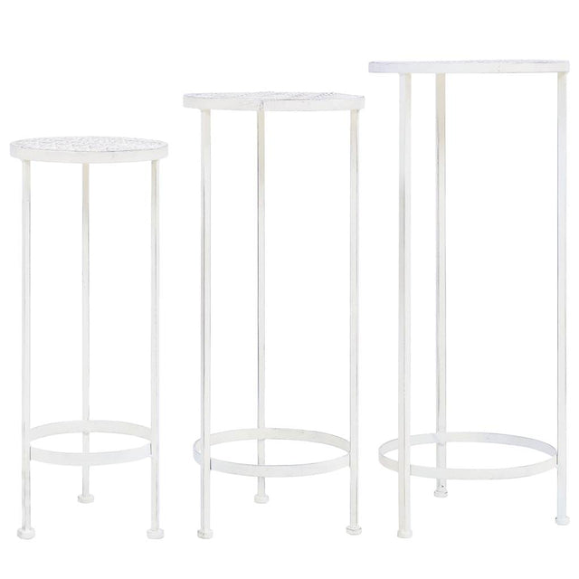 VIDAXL 3-teilig Pflanzenstandset Vintage Style Metal Antique White