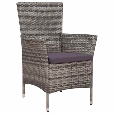 Vidaxl tuinstoel en kruk met kussens poly rattan grijs
