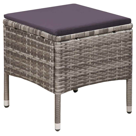 Vidaxl tuinstoel en kruk met kussens poly rattan grijs