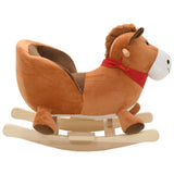 Vidaxl Hobbeldier Pferd mit Rückenlehne 60x32x50 cm Plüschbraun