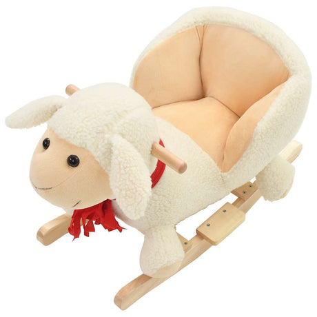 Vidaxl Hobbelier Schaap mit Rückenlehne 60x32x50 cm Plüsch weiß