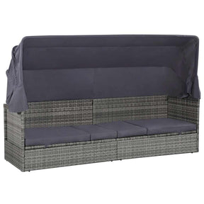 Vidaxl tuinbed met luifel 205x62 cm poly rattan grijs
