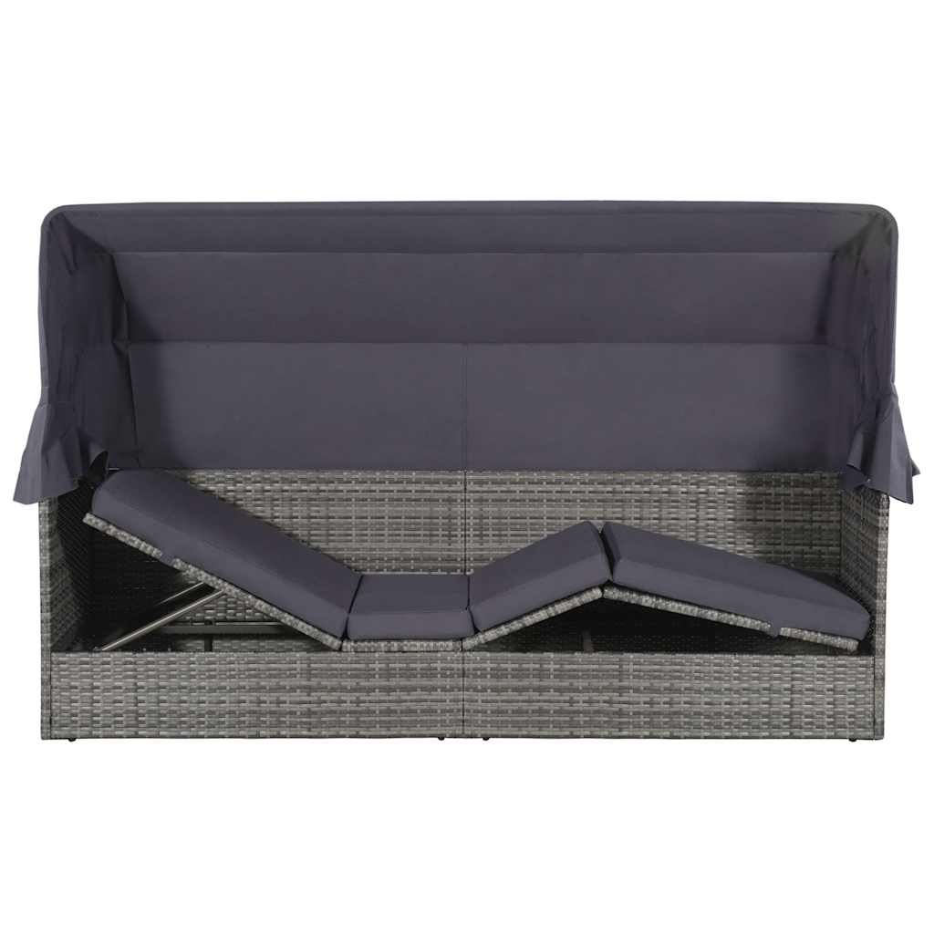 Vidaxl tuinbed met luifel 205x62 cm poly rattan grijs