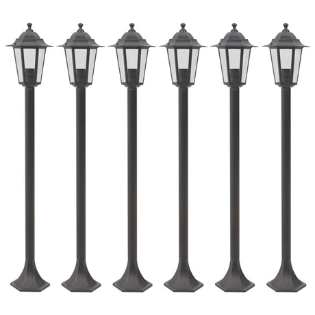 Vidaxl -Pfahlbeleuchtung für Garten E27 110 cm Aluminium Bronze 6 Stcs