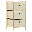Vidaxl opbergmeubel met 3 stoffen manden cederhout beige