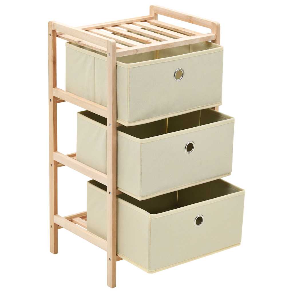 Vidaxl opbergmeubel met 3 stoffen manden cederhout beige