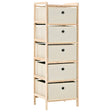Vidaxl opbergmeubel met 5 stoffen manden cederhout beige