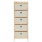 Vidaxl opbergmeubel met 5 stoffen manden cederhout beige
