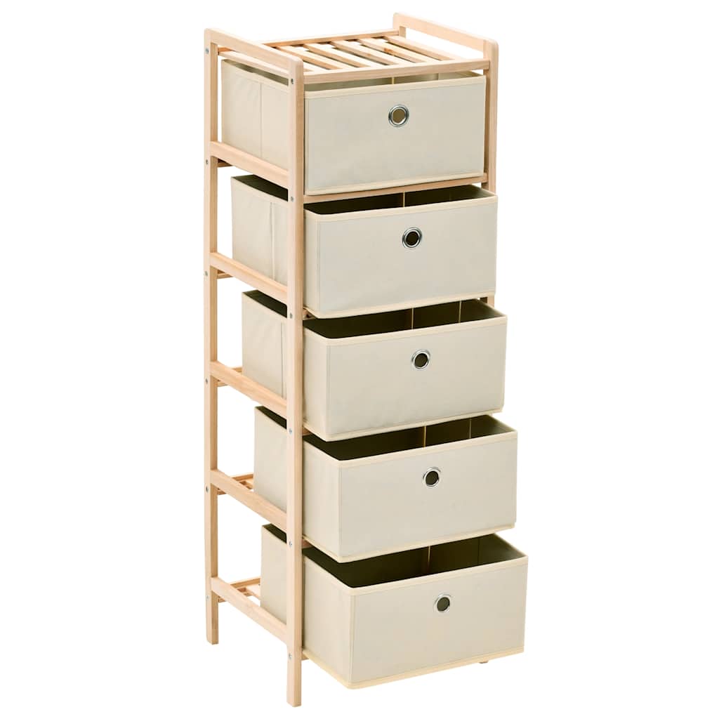 Vidaxl opbergmeubel met 5 stoffen manden cederhout beige