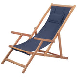 Vidaxl opklapbare stoel met stoffen bekleding en houten frame, blauw