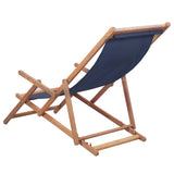 Vidaxl strandstoel inklapbaar stof en houten frame blauw