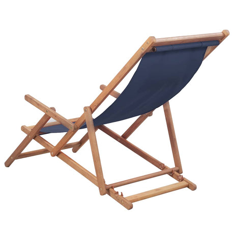 Vidaxl opklapbare stoel met stoffen bekleding en houten frame, blauw