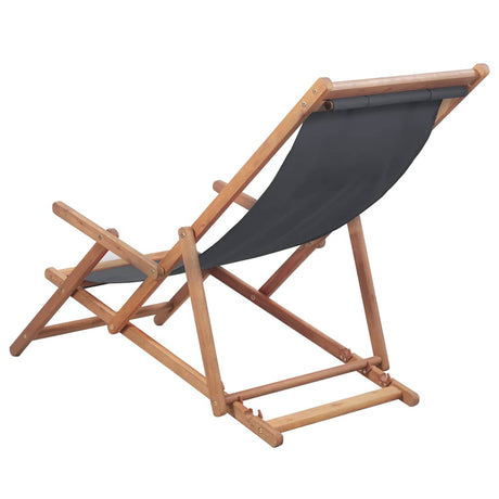 Vidaxl opklapbare stoel met stoffen bekleding en houten frame, grijs