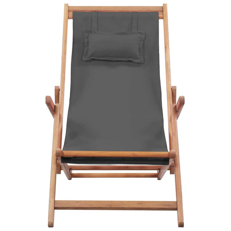 Vidaxl opklapbare stoel met stoffen bekleding en houten frame, grijs