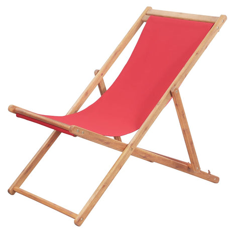 Vidaxl opklapbare stoel met stoffen bekleding en houten frame, rood.
