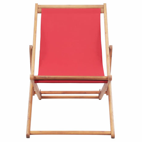 Vidaxl opklapbare stoel met stoffen bekleding en houten frame, rood.