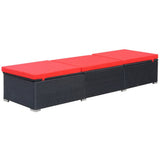 Vidaxl ligbed met kussen poly rattan zwart