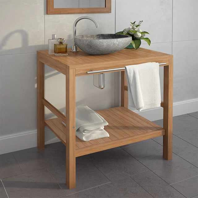 Vidaxl badkamer wastafelkast 74x45x75 cm massief teakhout