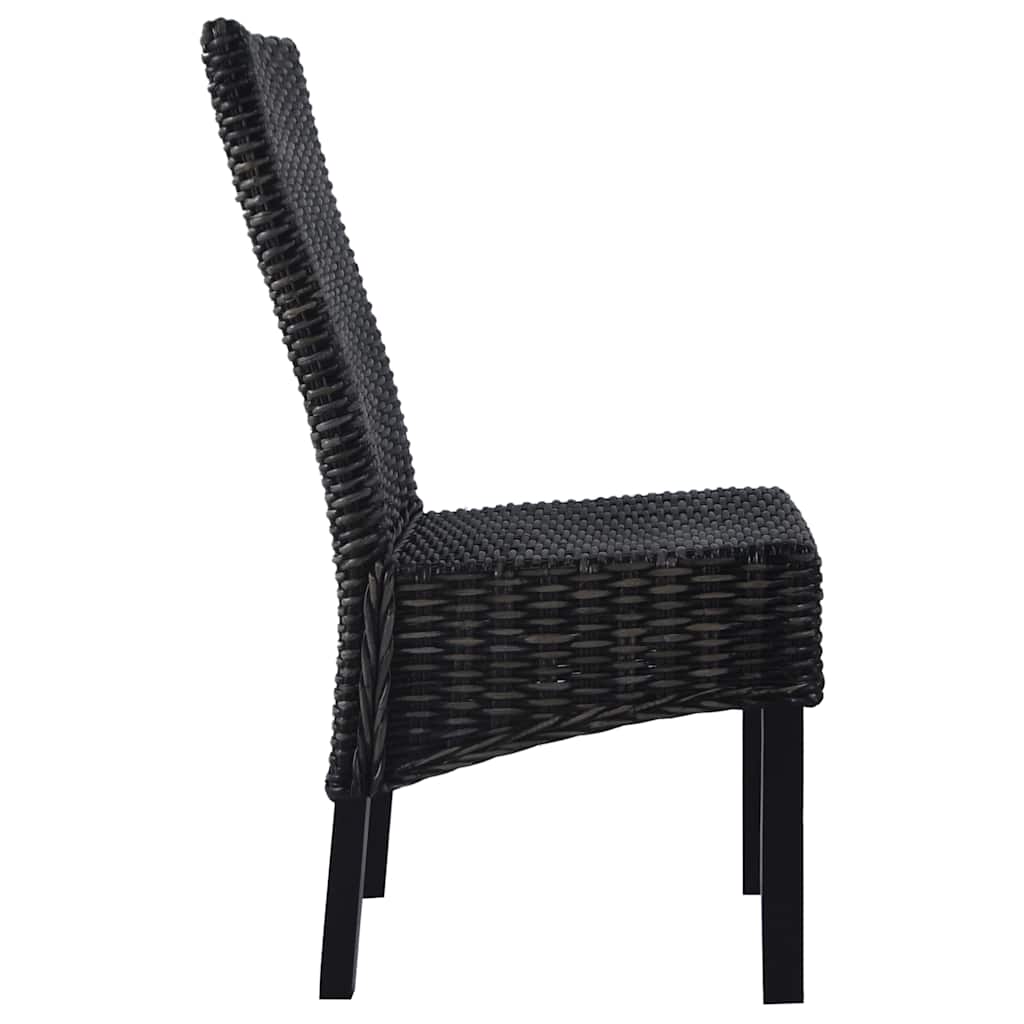 Vidaxl eetkamerstoelen 2 st kubu rattan en mahoniehout zwart