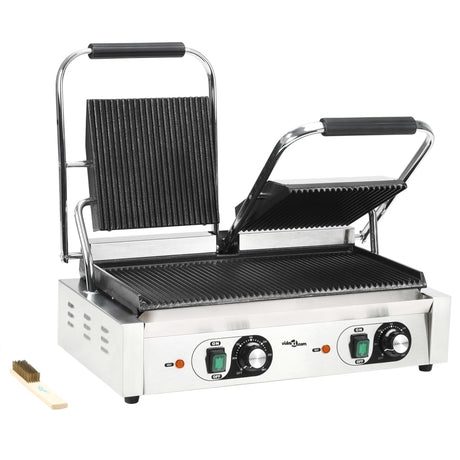 VidaXL Paninigrill doppelt gerillt 3600 B 57x30,5x20 cm