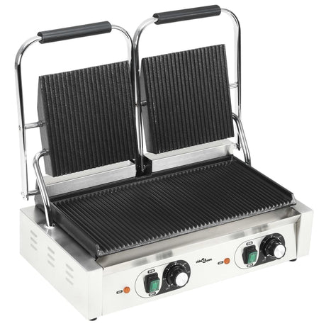 VidaXL Paninigrill doppelt gerillt 3600 B 57x30,5x20 cm