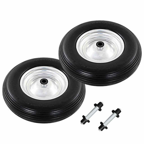 Vidaxl-Schubkerne-Räder mit Achsen 4,00-8 390 mm Festpu 2 Sts