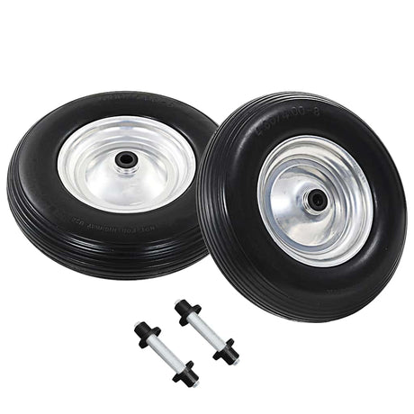 Vidaxl-Schubkerne-Räder mit Achsen 4,00-8 390 mm Festpu 2 Sts