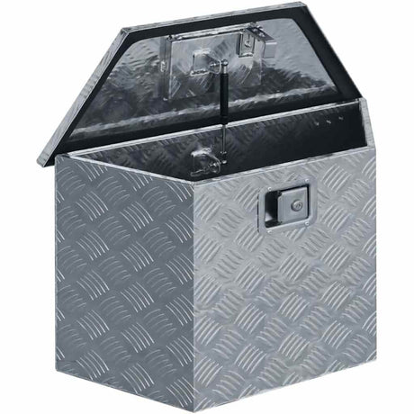 Vidaxl aluminium kist trapezoïde 70x24x42 cm zilverkleurig
