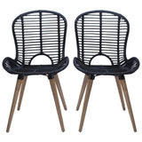 Vidaxl eetkamerstoelen 2 st natuurlijk rattan zwart