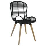 Vidaxl eetkamerstoelen 2 st natuurlijk rattan zwart