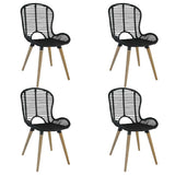 Vidaxl eetkamerstoelen 4 st natuurlijk rattan zwart