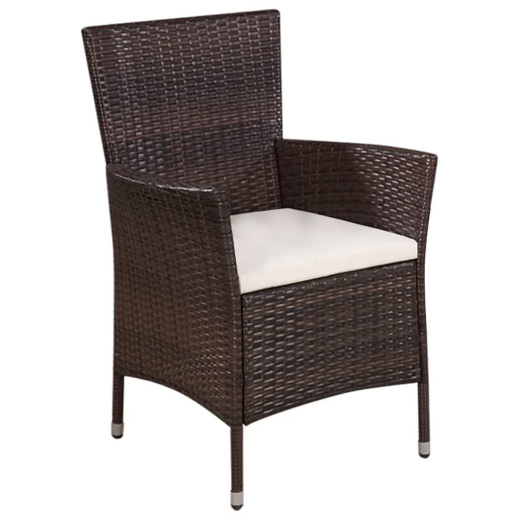 Vidaxl 3-delige bistroset poly rattan bruin