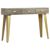 Vidaxl wandtafel 110x35x76 cm massief mangohout met messing grijs