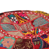 Vidaxl poef patchwork rond handgemaakt 40x20 cm katoen rood
