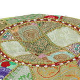 Vidaxl poef patchwork rond handgemaakt 40x20 cm katoen groen