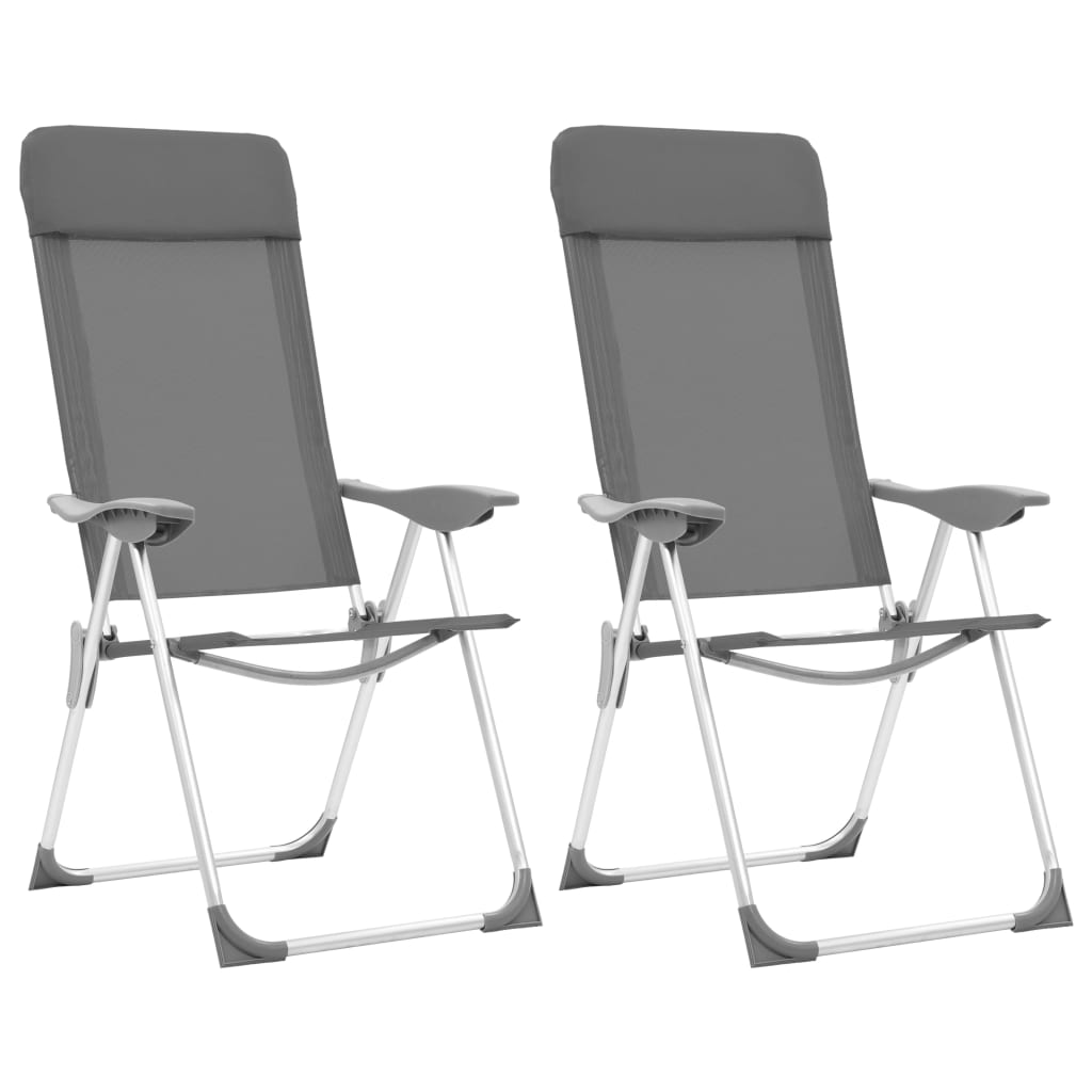 VIDAXL CAMPSITETSTAIL 2 PCS FALTING ALUMINUM GRAY