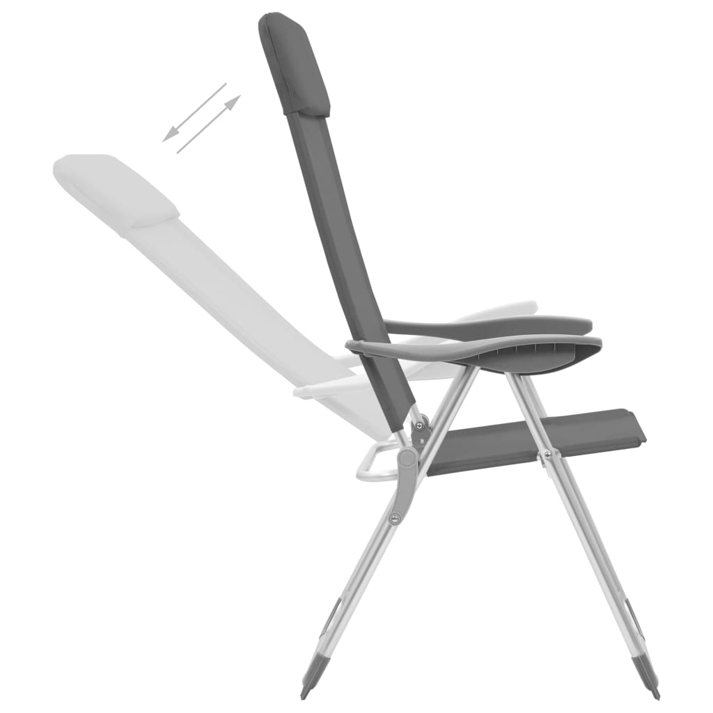 Vidaxl Campingstühle 4 Stcs Falten Aluminiumgrau