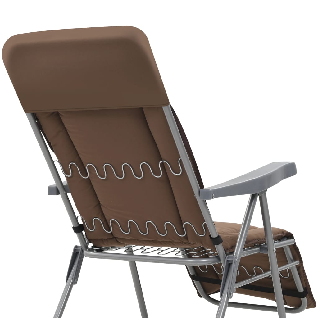 Vidaxl opklapbare stoelen met kussens, 2 stuks, bruin