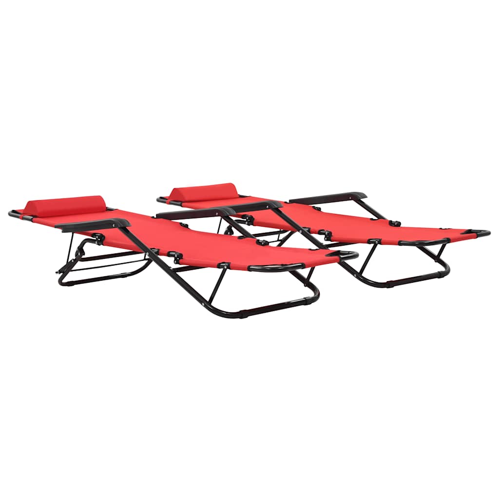 Vidaxl ligbedden inklapbaar 2 st met voetensteun staal rood