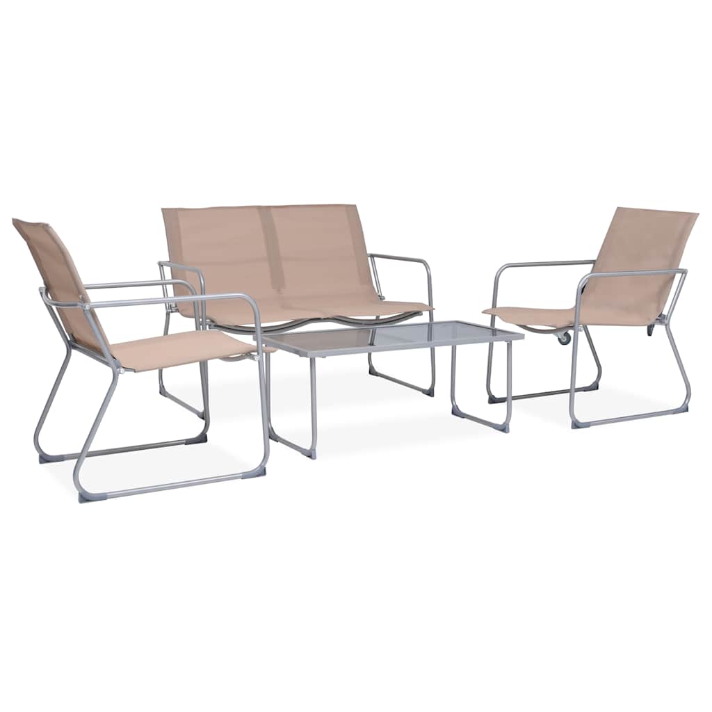 Vidaxl 4-delige loungeset stof en staal taupe