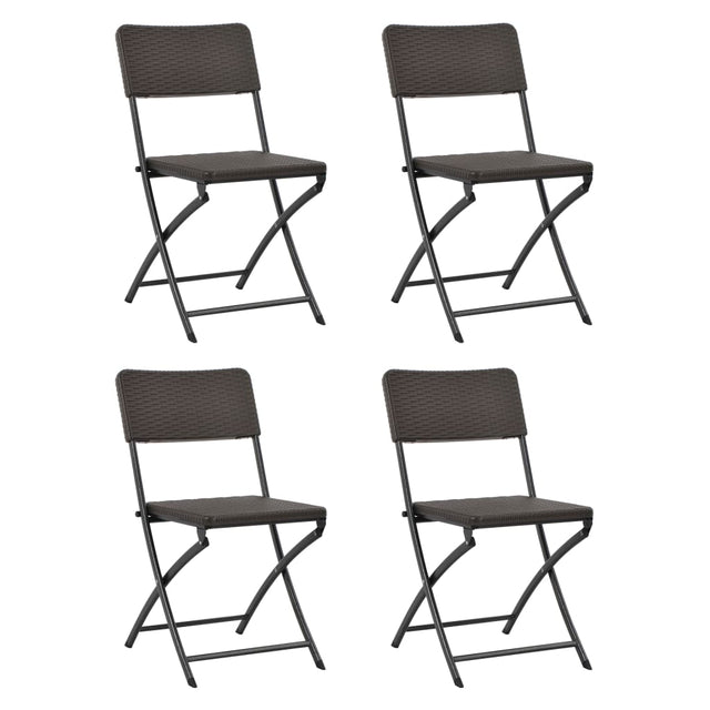 Vidaxl opklapbare stoelen, 4 stuks, hdpe en staal, bruin.