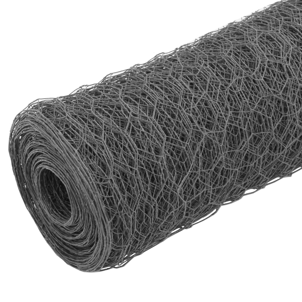 Vidaxl -Hühnerdraht 25x0,75 m Stahl mit PVC -Beschichtung grau