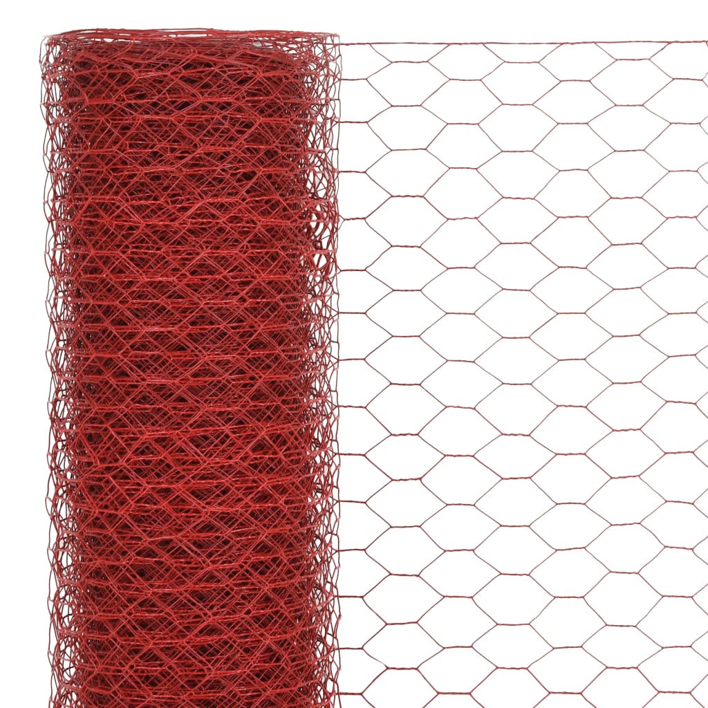 Vidaxl -Hühnerdraht 25x0,75 m Stahl mit PVC -Beschichtung rot