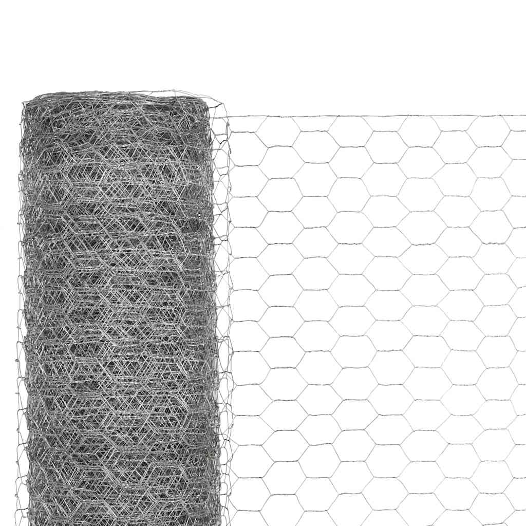 Vidaxl -Hühnerdraht 25x1,5 m verzinkter Stahl silberfarben