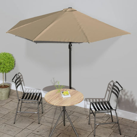 Vidaxl Balkon Parasol halb mit Aluminiumpol 300x155 cm Taupe